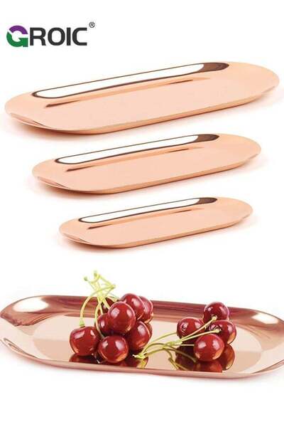 Generic 3 Pcs Oval Jewelry Tray, Bathroom Vanity Trays for Dresser Counter, R...