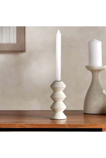 Generic Livi Polyresin Candle Holder 7x7x16.7cm - Beige - 112HEL9900643