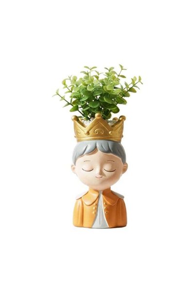 Generic Beram King Planter Polyresin Decorative Flower Vase Royal Face Succul...