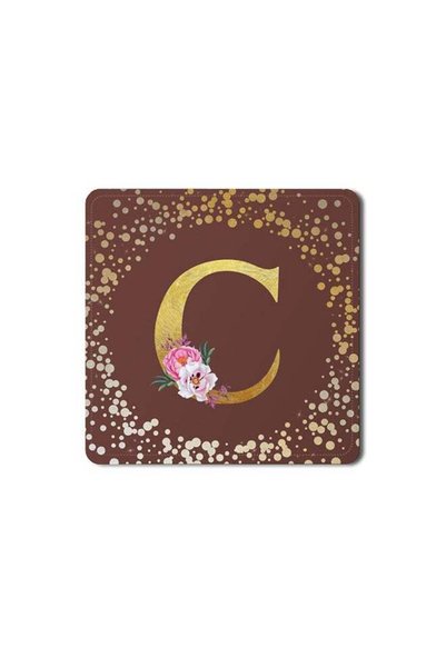 Generic 2 Pack Designer Leather Coasters Mat for Beverage Drinks- Custom Mono...