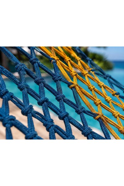 Generic Premium Outdoor Spreader Bar Hammock - 300cm Handwoven Rope Net Swing for Single Person, 120KG Weight Capacity Portable Garden Hammock Bed for Backyard Relaxation