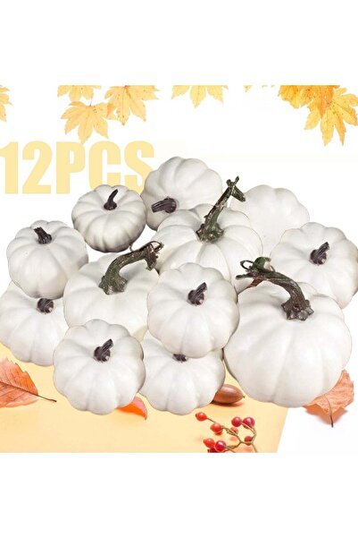 Generic 12Pcs Assorted White Plastic Pumpkins for Decorating - Artificial Foa...