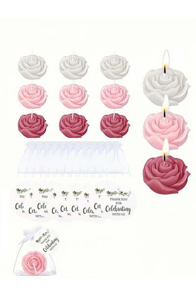 Generic 9Pcs Mixed Color Rose Scented Candle Gift Set (3 Red, 3 Pink, 3 White...