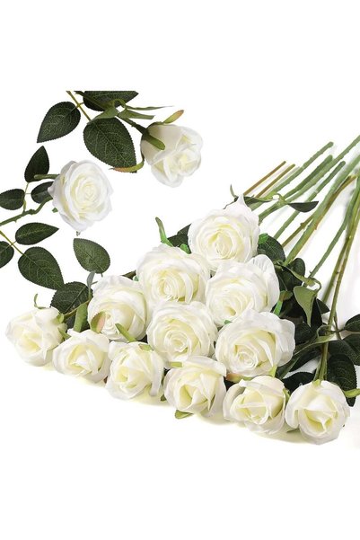 Generic 12PCS Artificial Silk Flowers, Bridal Wedding Bouquet, Realistic Rose...