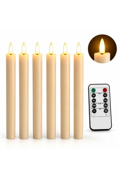 Generic 6 PCS LED Flameless Taper Candles with Remote, Real Wax 9.6 Inch Flic...