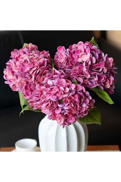 Generic LATIFA 3PCS 21 inch Realistic Artificial Hydrangea Large Real Touch F...