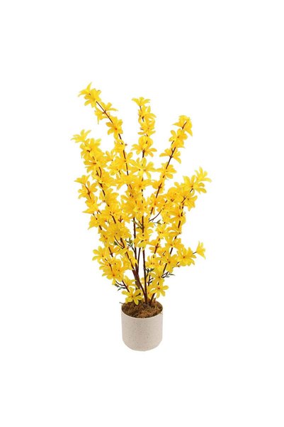 Generic Artificial Forsythia 60cm Flowers With Pot, Yellow, Decorative Spring...