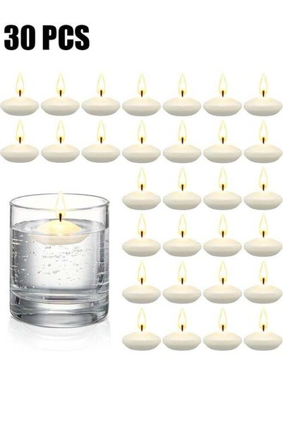 Generic 30 Pcs White Floating Candles Centerpieces for Wedding 1.5 Inch Small...