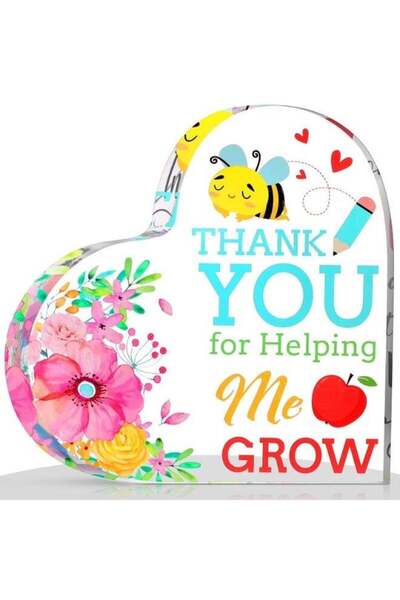 Generic Heart-Shaped Acrylic Paperweight, Teacher Appreciation Gift, "Thank Y...
