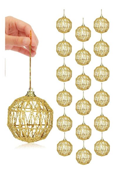 Generic 18 Golden Christmas Balls - 2.36" Gold Glitter Tree Ornament Set (18 ...