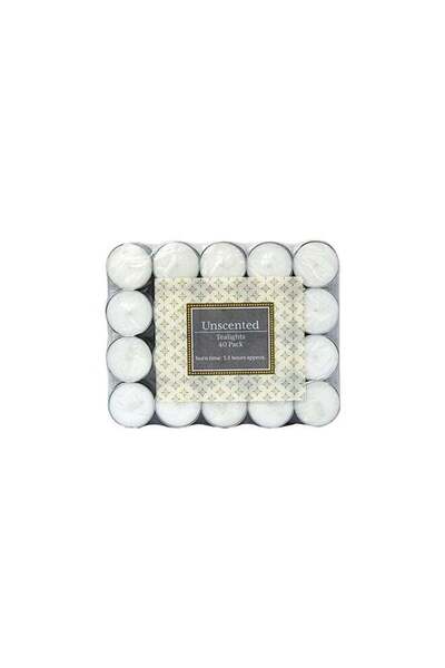 Generic Unscented 40-pack Tealight Candles in Metal Cup white 3.7cm