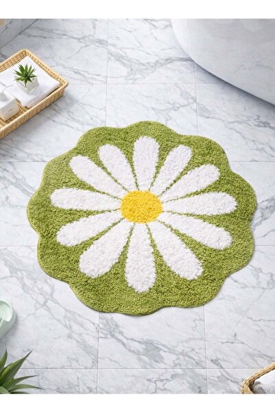 Generic Cute bathroom mat, green flower carpet, absorbent anti slip mat, suit...
