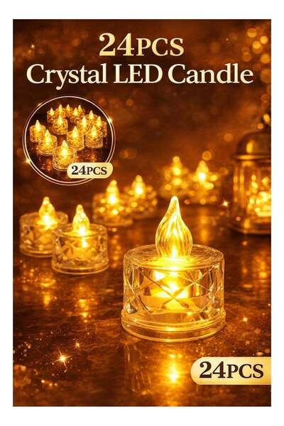 Generic 24pcs Crystal Design LED Candle Atmosphere Light (Short) - 3.6cm Diam...