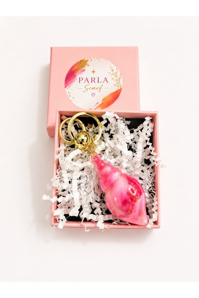 PARLA SCARF RENKLİ DENİZ KABUĞU ANAHTARLIK & CHARM PEMBE