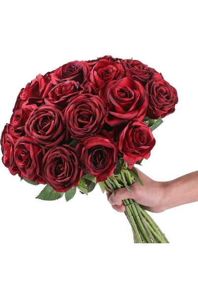 Generic LATIFA 12pcs Artificial Roses Silk Flowers with Long Stem, Fake Rose ...