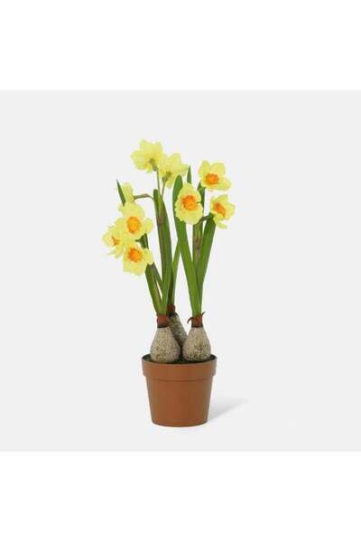 Generic Fernza Artificial Daffodil Plant 37cm Yellow Potted Indoor Flower