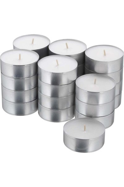 Generic Toshionics 100-Piece Unscented Tealight Candles - White/Silver