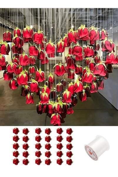 Generic 30 Pcs Mini Red Rose Head Fake Red Roses Artificial Flowers for Home ...