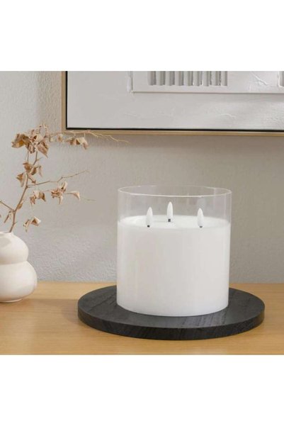 Generic Majestic 3-Wick LED Wax Clear Glass Candle 15x15cm - Transparent - 11...