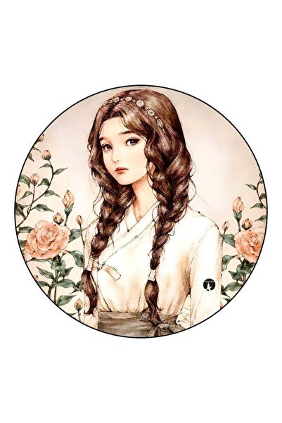 Generic Girl Printed Fridge Magnet Beige/Brown/Green 5.5cm