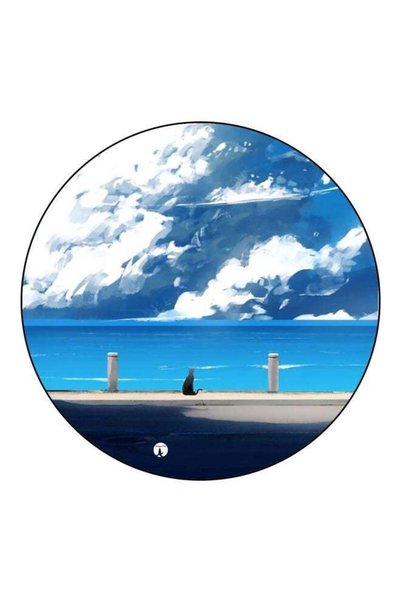 Generic Sky And Cat Printed Fridge Magnet Blue/Black/White 5.5cm