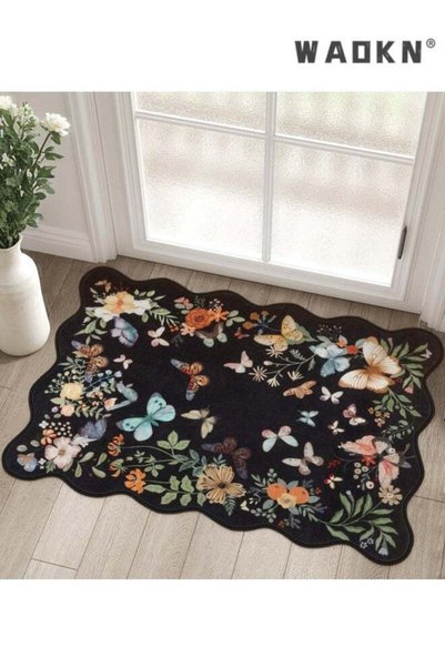 Generic Washable Scalloped Butterfly Entryway Rug, Non-Slip Boho Indoor Door ...