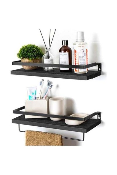 Generic Wall Mounted Shelves with Towel Bar, Set of 2 for Bathroom and Kitche...