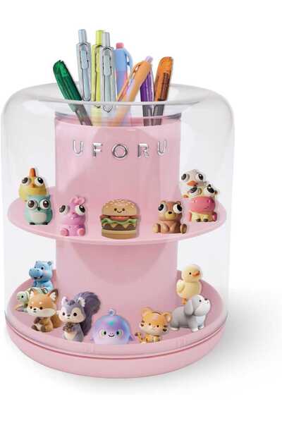 Generic Rotating Display Case, 360 Degree Figure Showcase with Makeup Brush H...