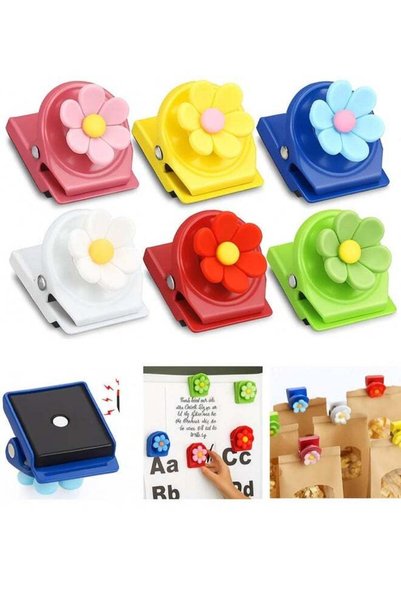 Generic 6 Pcs Colorful Flower Magnetic Clips Refrigerator Magnets Decor Stron...