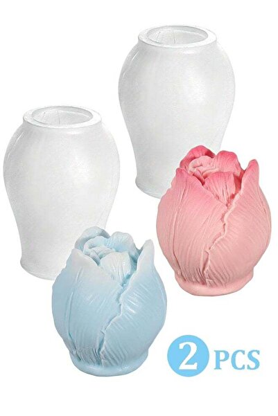 Generic 2 PCS 3D Tulip Flower Silicone Candle Mold for Resin Soap Epoxy Plast...
