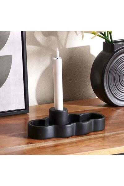 Generic Aariz Ceramic Taper Candle Holder 31x8.6x6cm - Black - 112AIC9904362