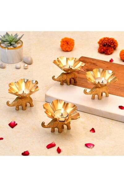 Generic CraftVatika Elegant Metal Tea Light Candle Holder Set of 4 for Home D...