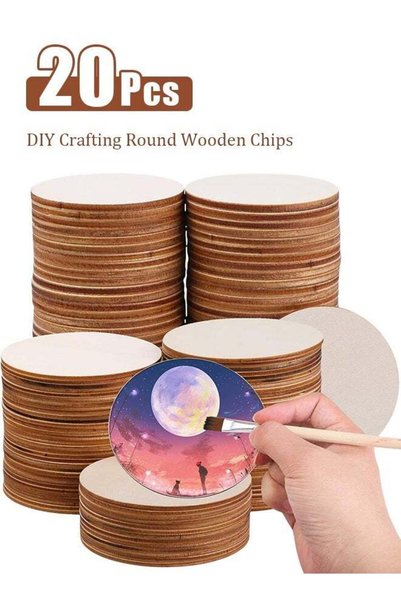 Generic "20 PCS 4 Inch Unfinished Round Disc Cutouts, 1/9 Inch Blank Round Wo...