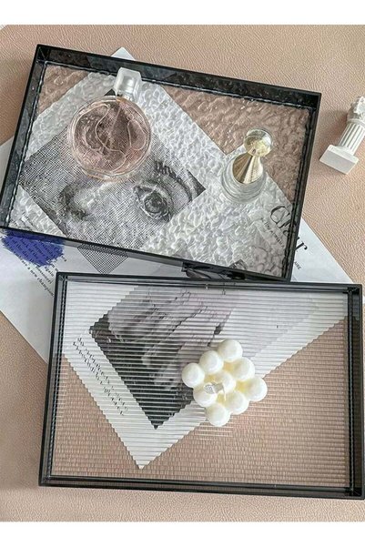 Generic 2PCS bathroom trays for counter countertop storage vanity tray dispen...