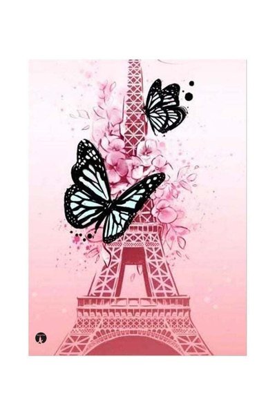 Generic Eiffel Tower Themed Metallic Plate Pink/Black/White 20x15cm