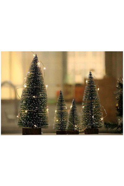 Generic 4 PCS Mini Pine Needle Tree, Artificial Tabletop Cedar Tree with LED ...