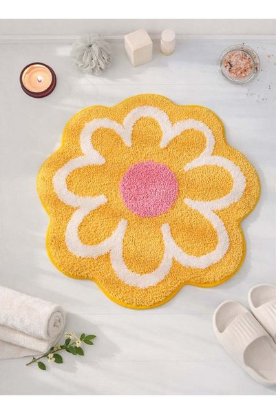 Generic Yellow flower bath mat (60 * 60CM), bathroom blanket, shower mat gift...