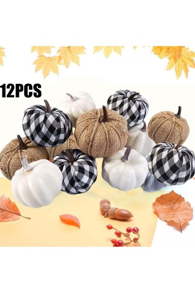 Generic Artificial Velvet Pumpkins 12PCS, Fabric Artificial Craft Pumpkin Tab...