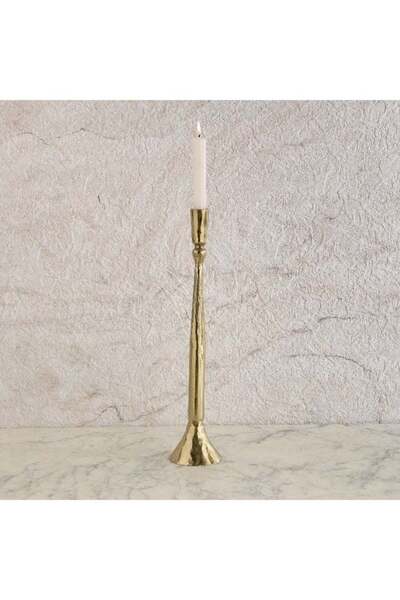Generic Melrose Litt Aluminium Textured Taper Candleholder - 8x8x50 cm