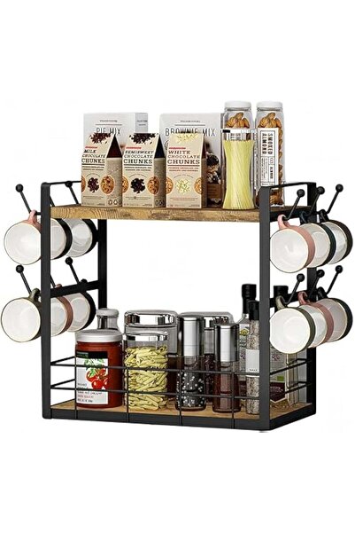Generic 2 Tier Coffee Bar Organizer for Kitchen - Countertop Station Rack, Mu...