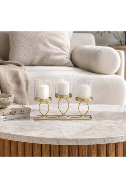 Generic Elena 3 Glass Metal Candle Holder - 112AIC9905086