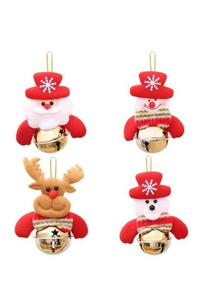 Generic Festive Bell Ornament Set – 4-Piece Handcrafted Christmas Bells with ...