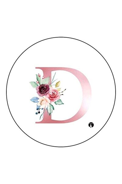 Generic Alphabet D Floral Printed Fridge Magnet White/Pink/Green 5.5cm