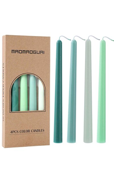 Generic Taper Candles 10 Inch Gradient Green Set of 4 Unscented, Dripless, Sm...