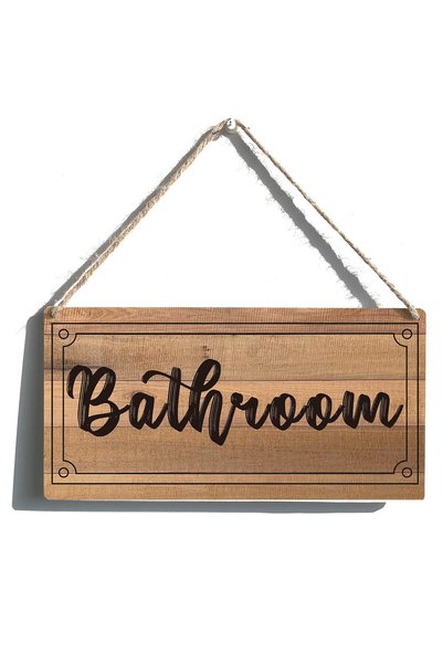 Generic ARS Bathroom Sign Farmhouse Toilet Wooden Hanging Sign Rustic Retro W...