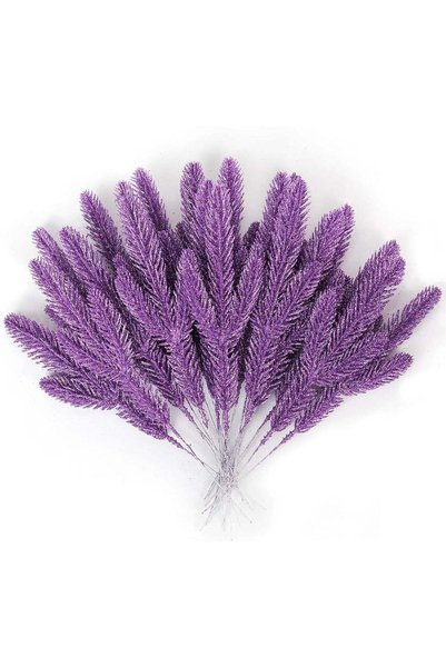Generic 20 PCS Artificial Pine Needles Branches Christmas Glitter Twigs Pine ...