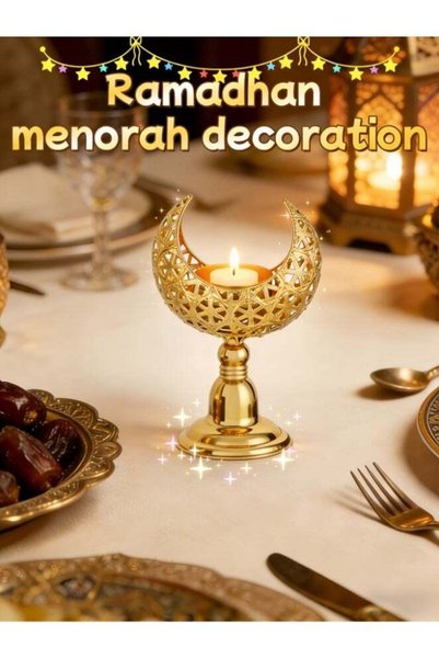 Generic Tealight Holder, Moon Ramadan Decorative, Candle Holder Moon Shape, G...