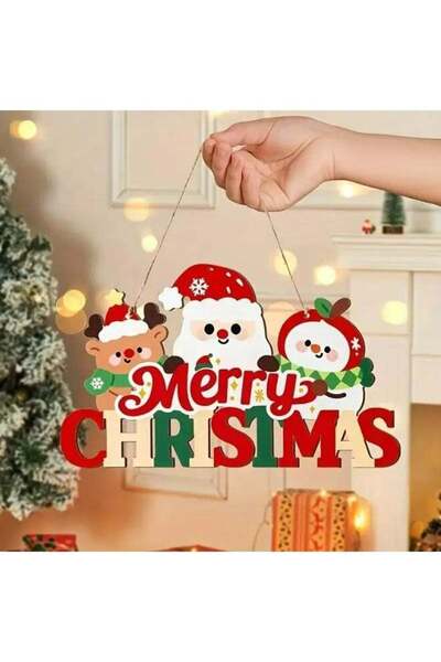 Generic Santa Claus with a 'Merry Christmas' Sign - a Wooden Holiday Ornament...
