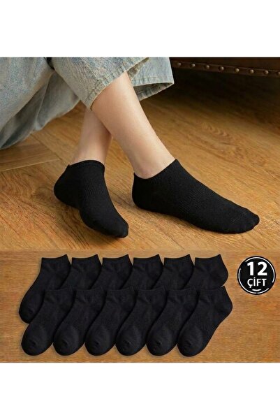 12 Çift Ekonomik Paket Siyah Patik Çorap – Kadın Erkek Unisex, Günlük ve Spor Çorap