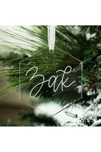 Generic 3" Clear Hexagon Acrylic Ornament, DIY Blank Wedding Favor Tag Decora...